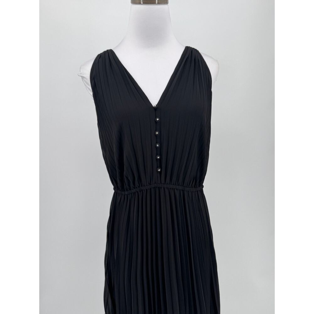 The Kooples Black Lace Embroidered Pleated Crepe Midi Dress Sz 3 US S - Picture 2 of 8
